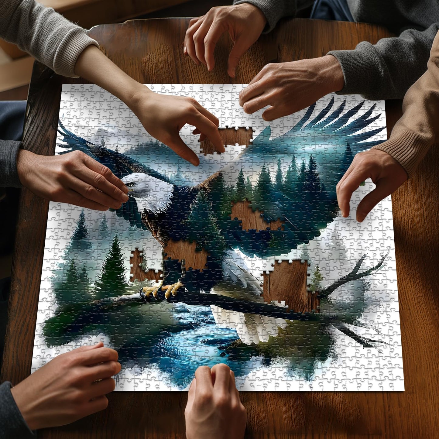 PICKFORU Bald Eagle Puzzle 1000 Pieces – Nature Forest Landscape Jigsaw for Adults
