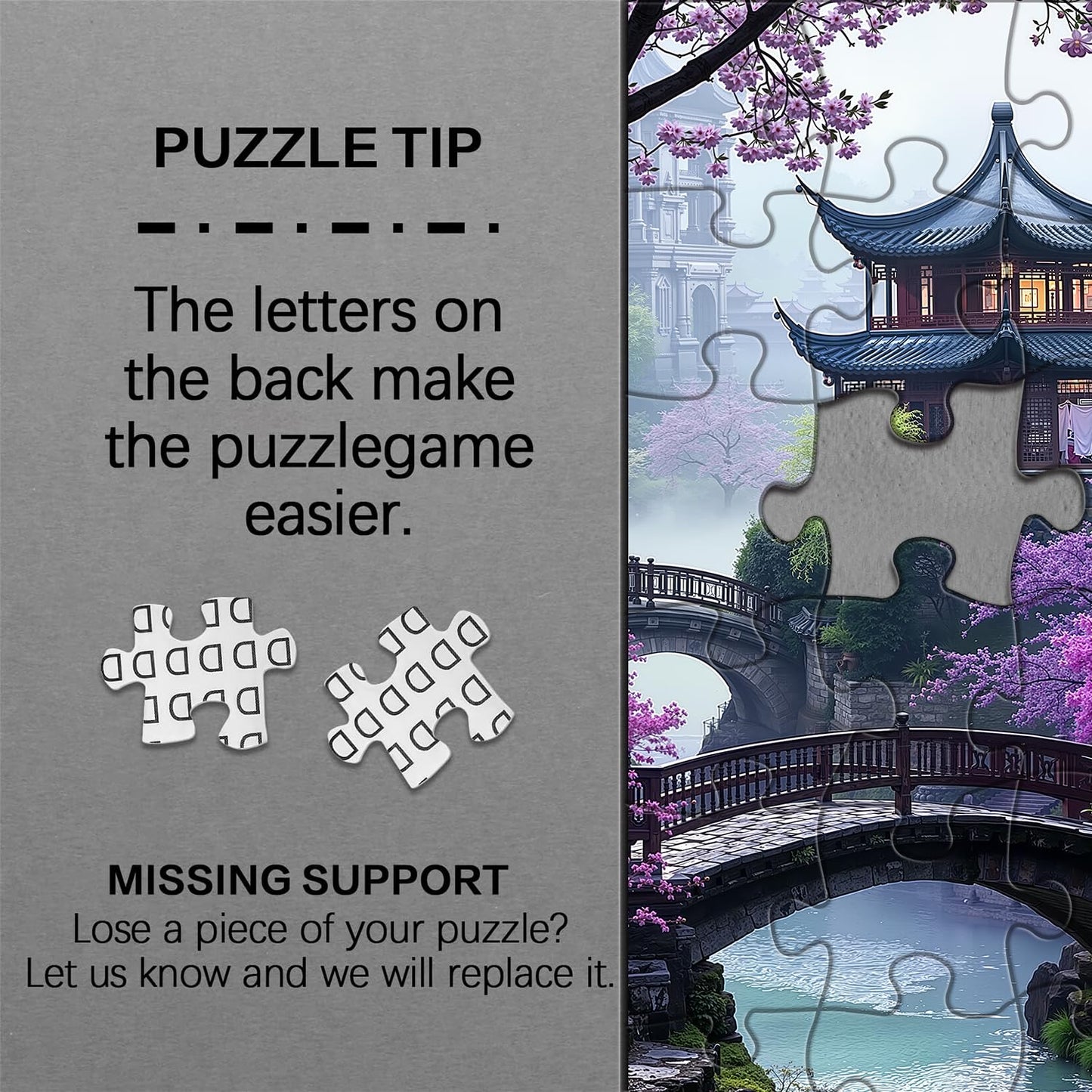 PICKFORU Plum Blossom Dreamscape 1000-Piece Puzzle - Vintage Flower & Lake Park Scene