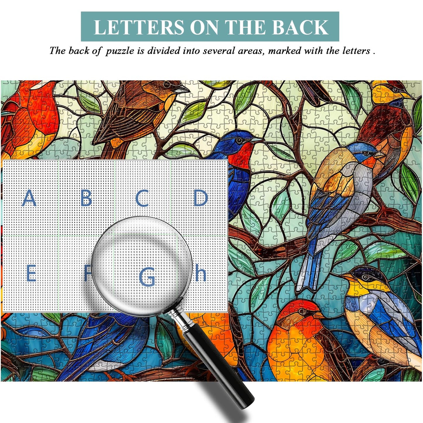 PICKFORU Stained Glass Round Bird Puzzle 1000 Pieces – Colorful Tree Jigsaw for Adults