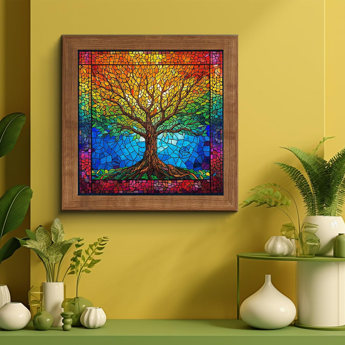 PICKFORU Stained Glass Puzzle – Tree of Life Mosaic (1000+ Pieces) for Adults