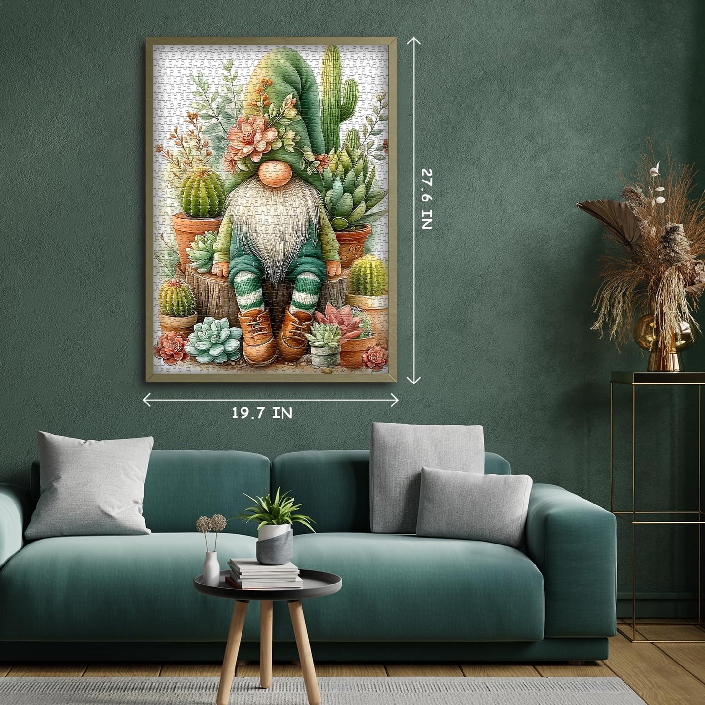 PICKFORU Cactus Gnome Puzzle 1000 Pieces | Garden Succulents Jigsaw for Adults