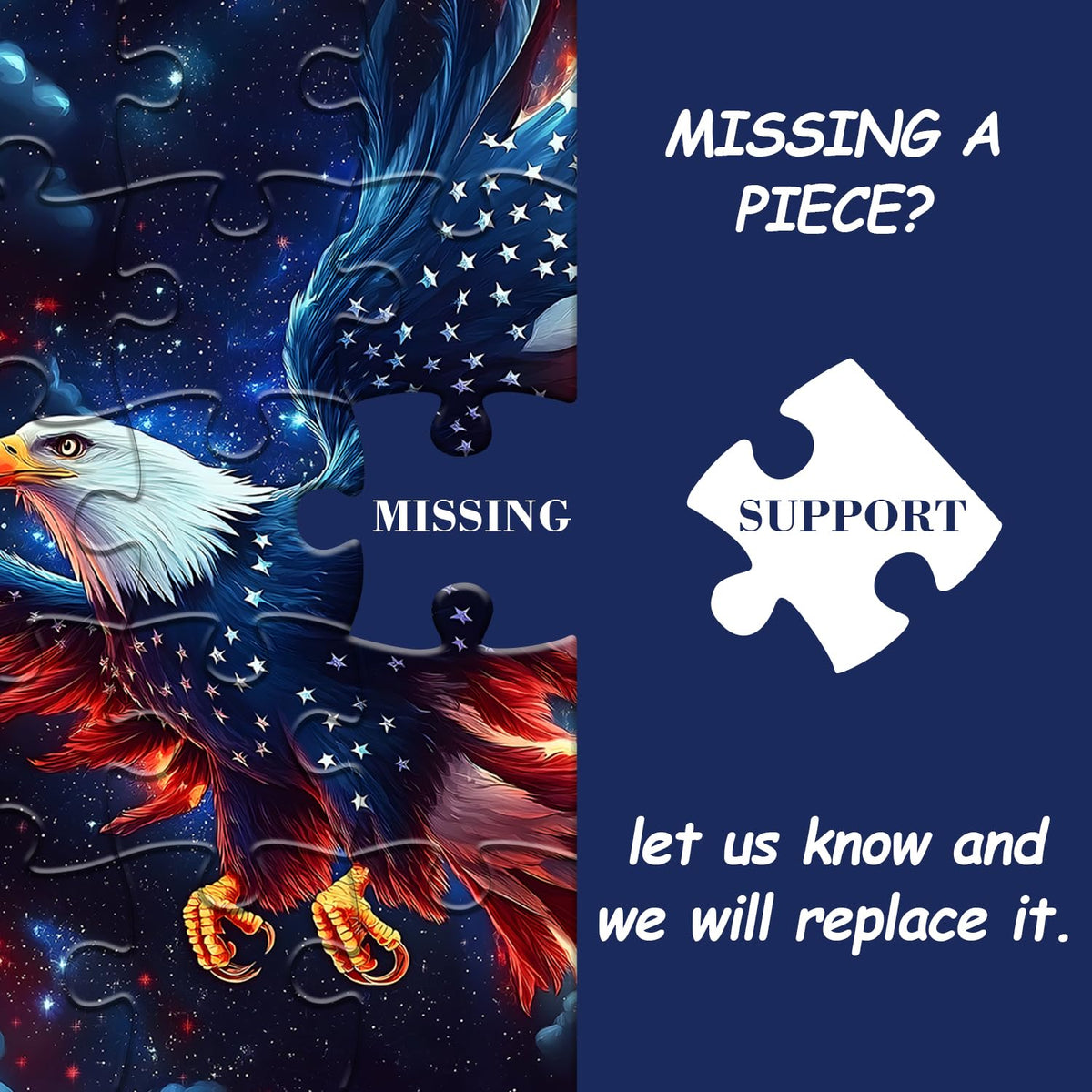 PICKFORU American Flag Eagle Puzzle 1000-Piece – Patriotic Bald Eagle