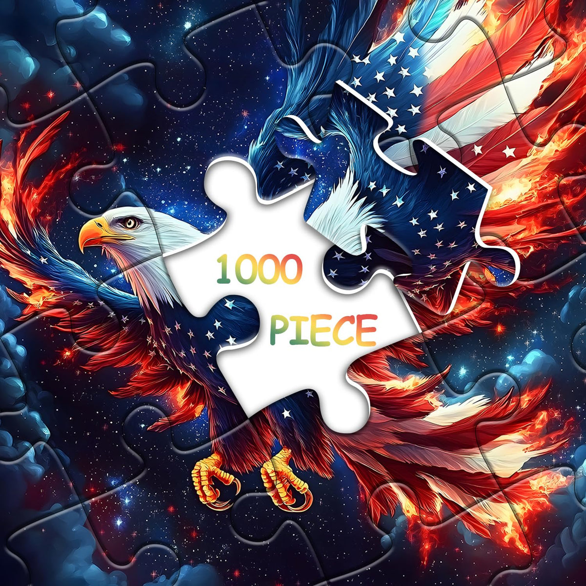 PICKFORU American Flag Eagle Puzzle 1000-Piece – Patriotic Bald Eagle