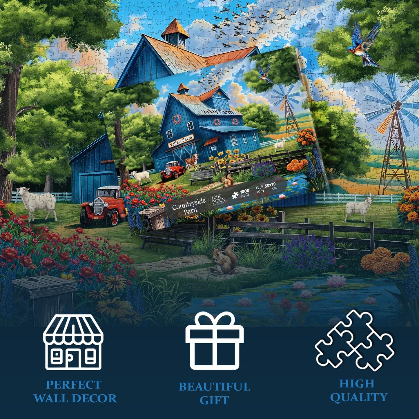 PICKFORU Farm Puzzles for Adults – 1000 Pieces Country Life Landscape