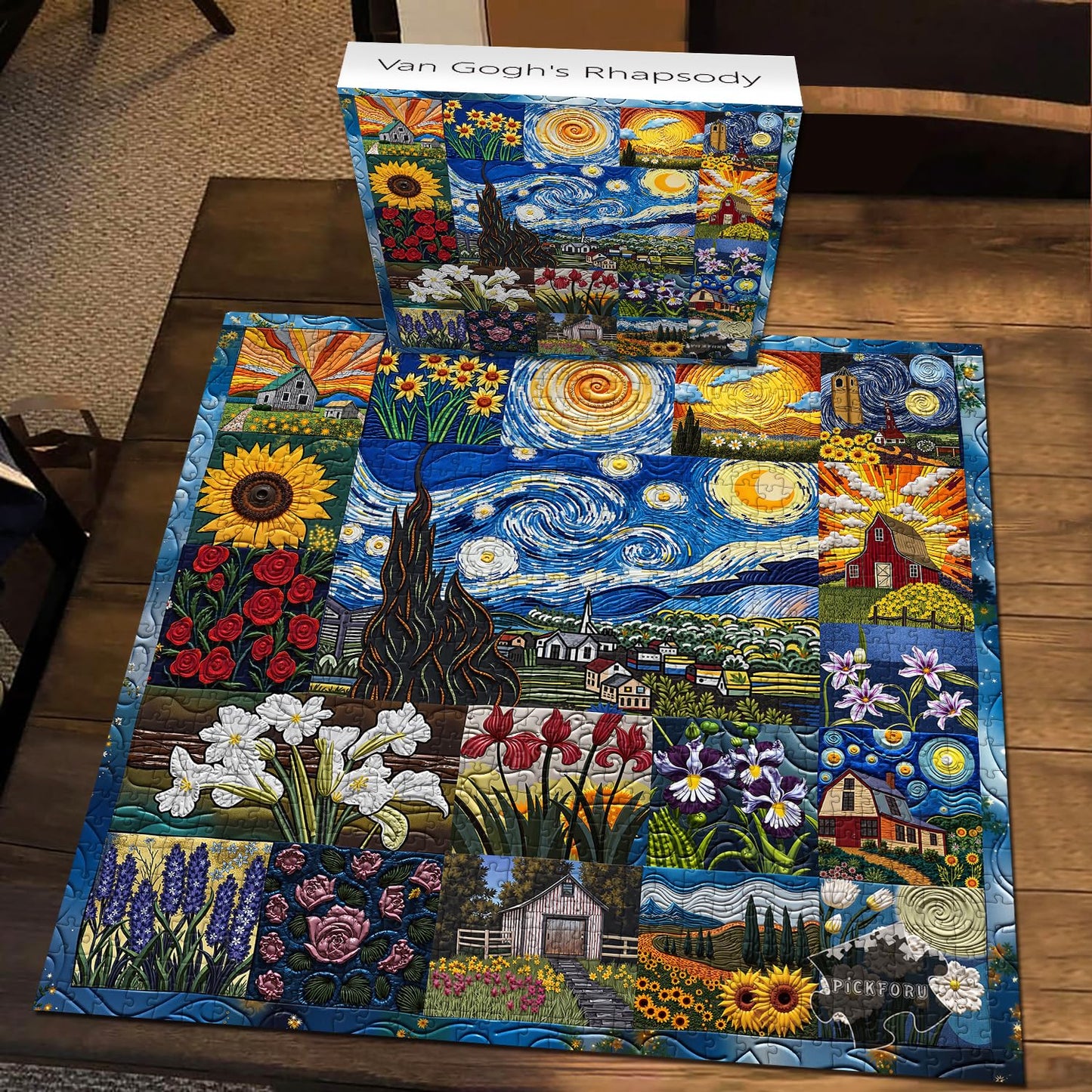PICKFORU Van Gogh's Rhapsody 1000-Piece Puzzle — Starry Night Flower Art for Adults | Home Decor