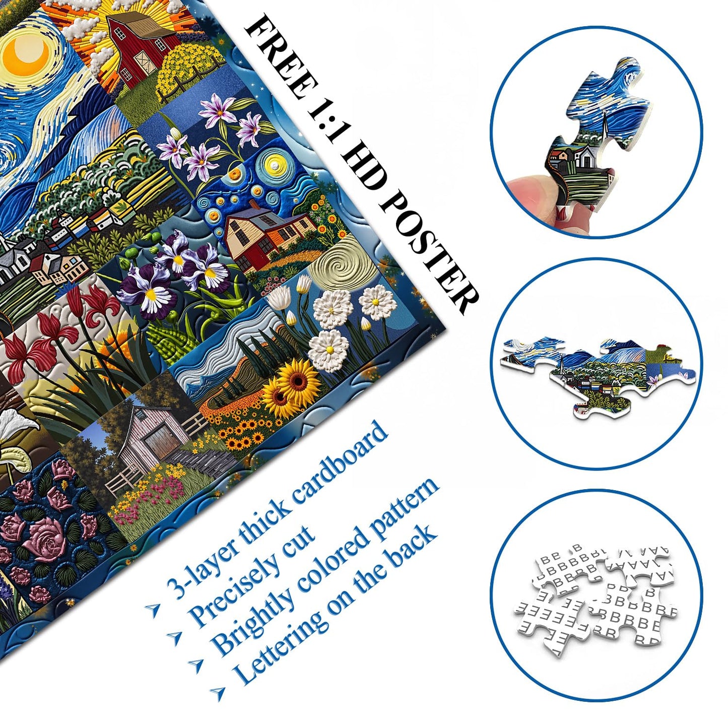 PICKFORU Van Gogh's Rhapsody 1000-Piece Puzzle — Starry Night Flower Art for Adults | Home Decor