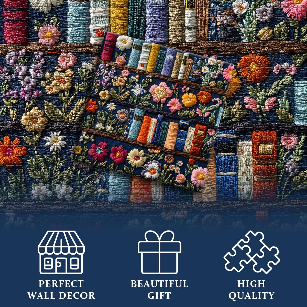PICKFORU Wildflower Pages 1000-Piece Jigsaw Puzzle — Floral Embroidery-Inspired Vintage Books