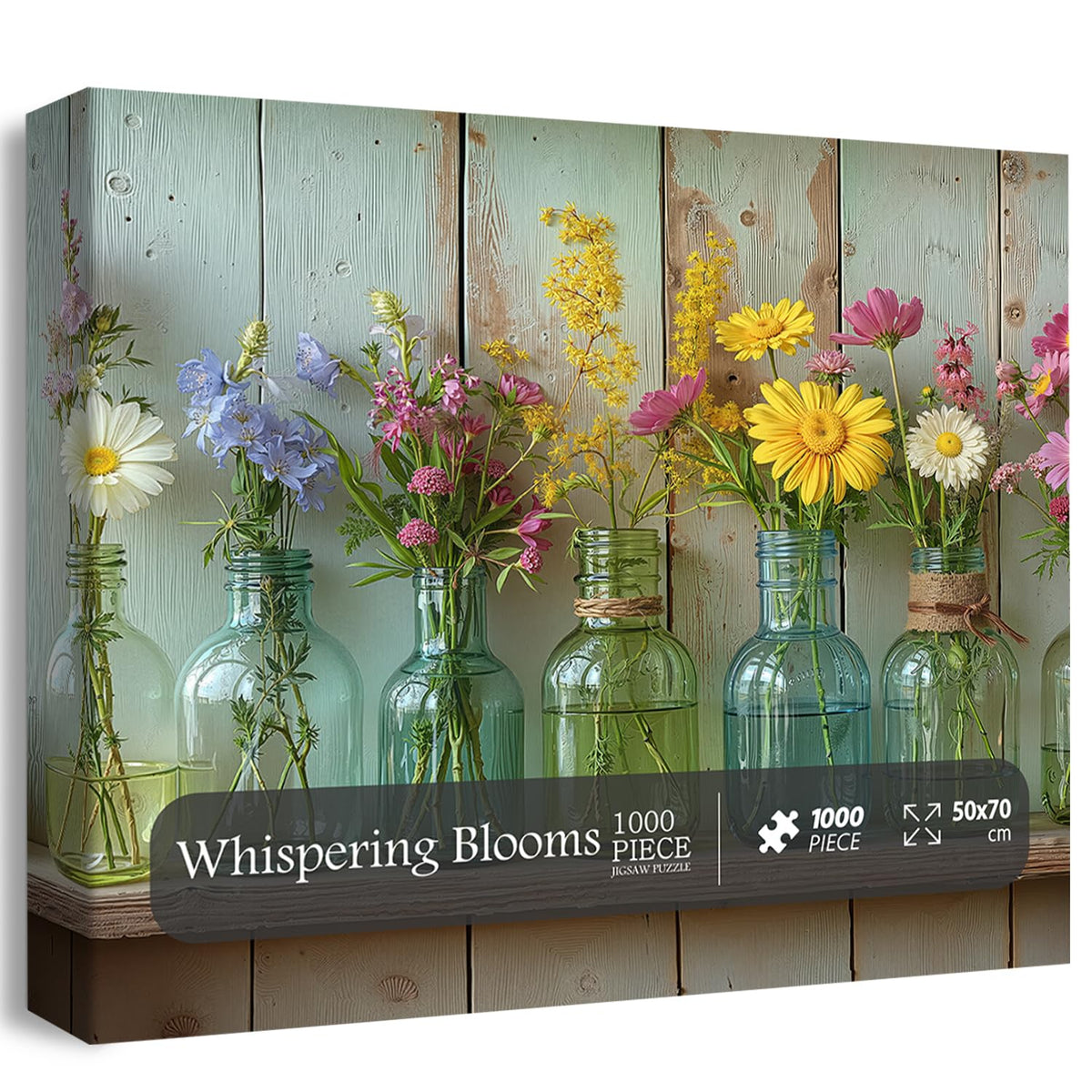 PICKFORU Wildflower 1000-Piece Puzzle – Whispering Blooms Sunflower Vase Garden