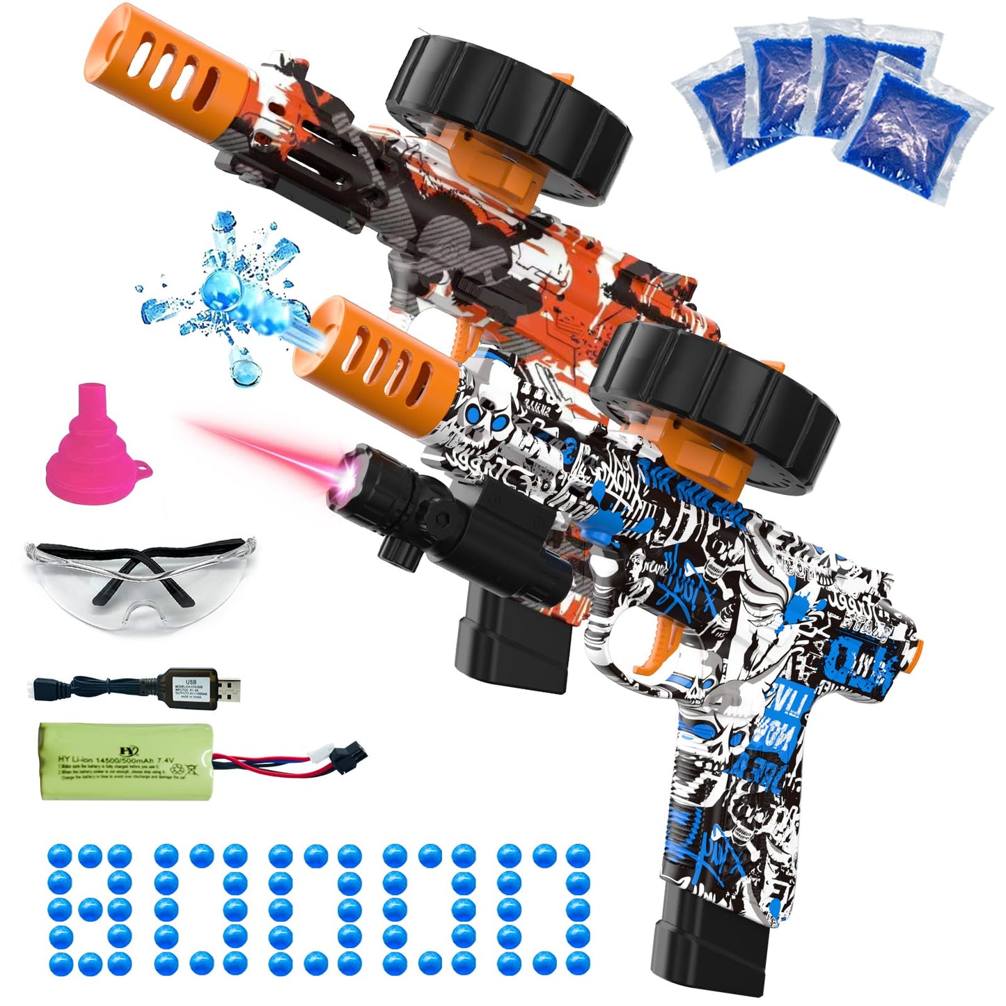 PICKMERA Electric Gel Ball Blaster Kit — High-Speed Splatter Ball Blaster with Goggles & 80,000+ Gel Balls