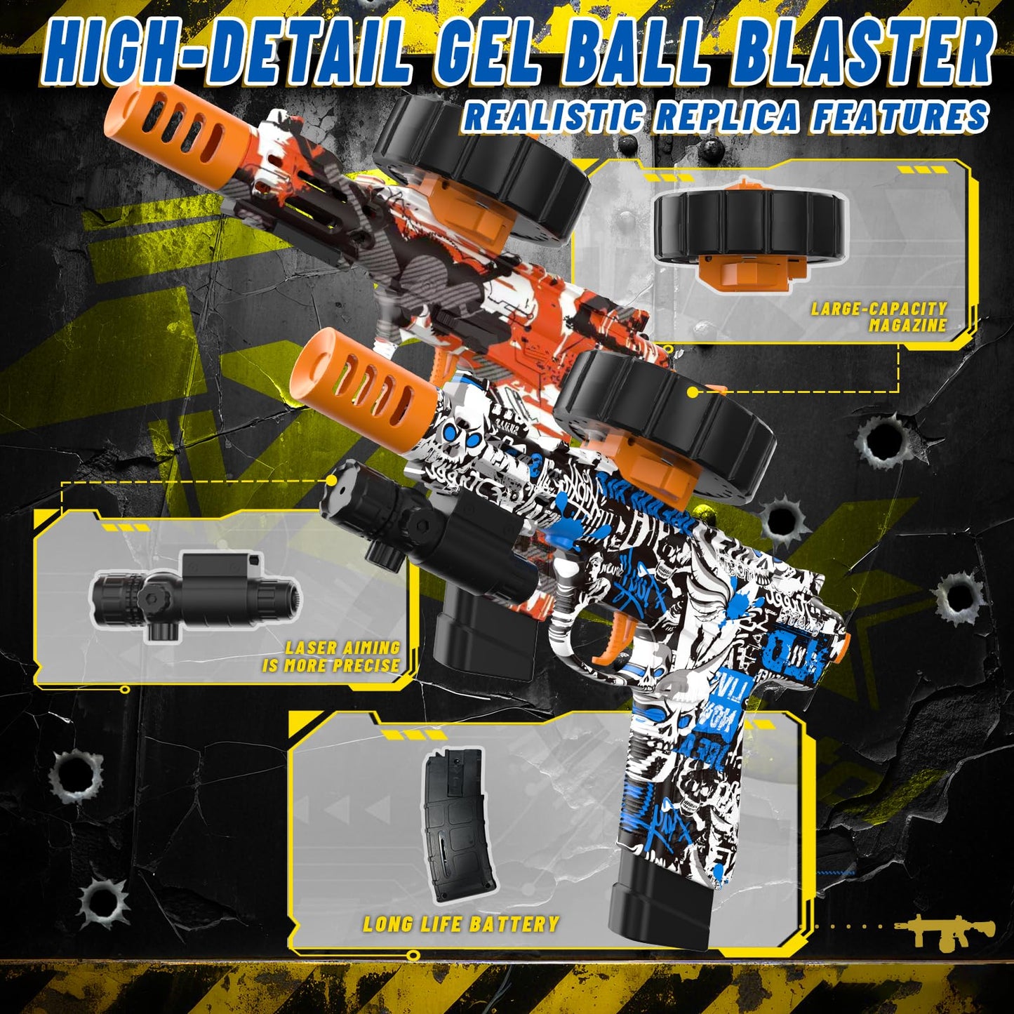 PICKMERA Electric Gel Ball Blaster Kit — High-Speed Splatter Ball Blaster with Goggles & 80,000+ Gel Balls