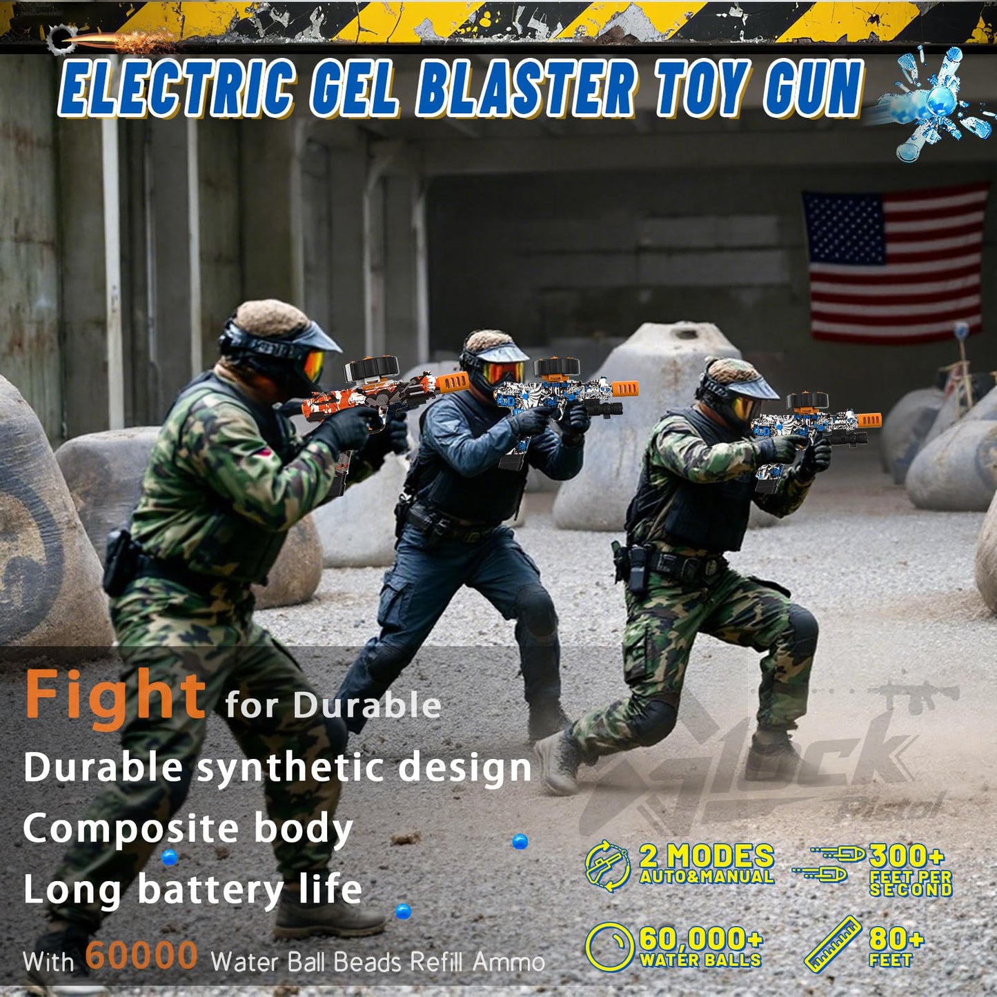 PICKMERA Electric Gel Ball Blaster Kit — High-Speed Splatter Ball Blaster with Goggles & 80,000+ Gel Balls