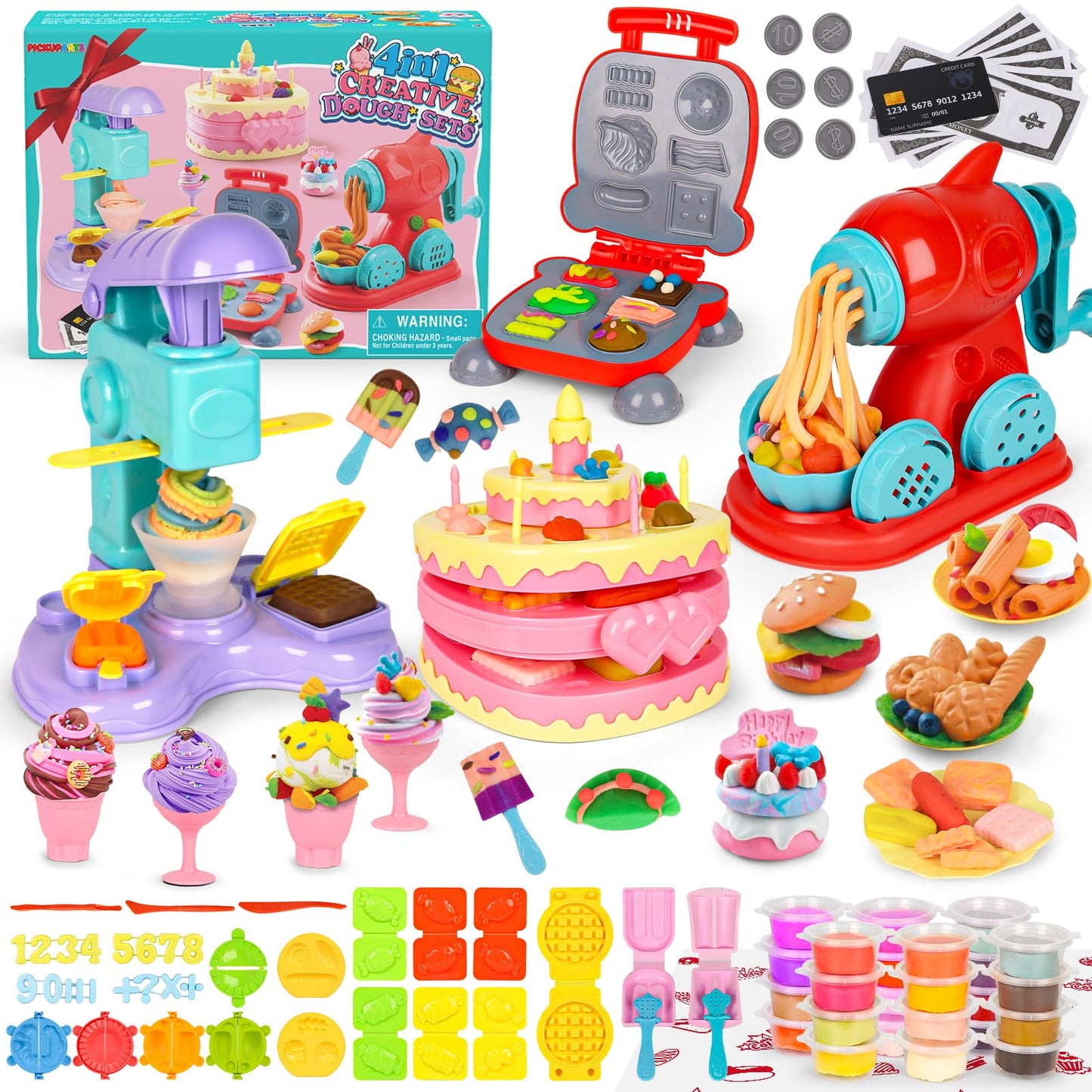 Pickuparts 4-in-1 Dough Sets for Kids – 87 PCS Kitchen Play Tools (Ages 3-8)
