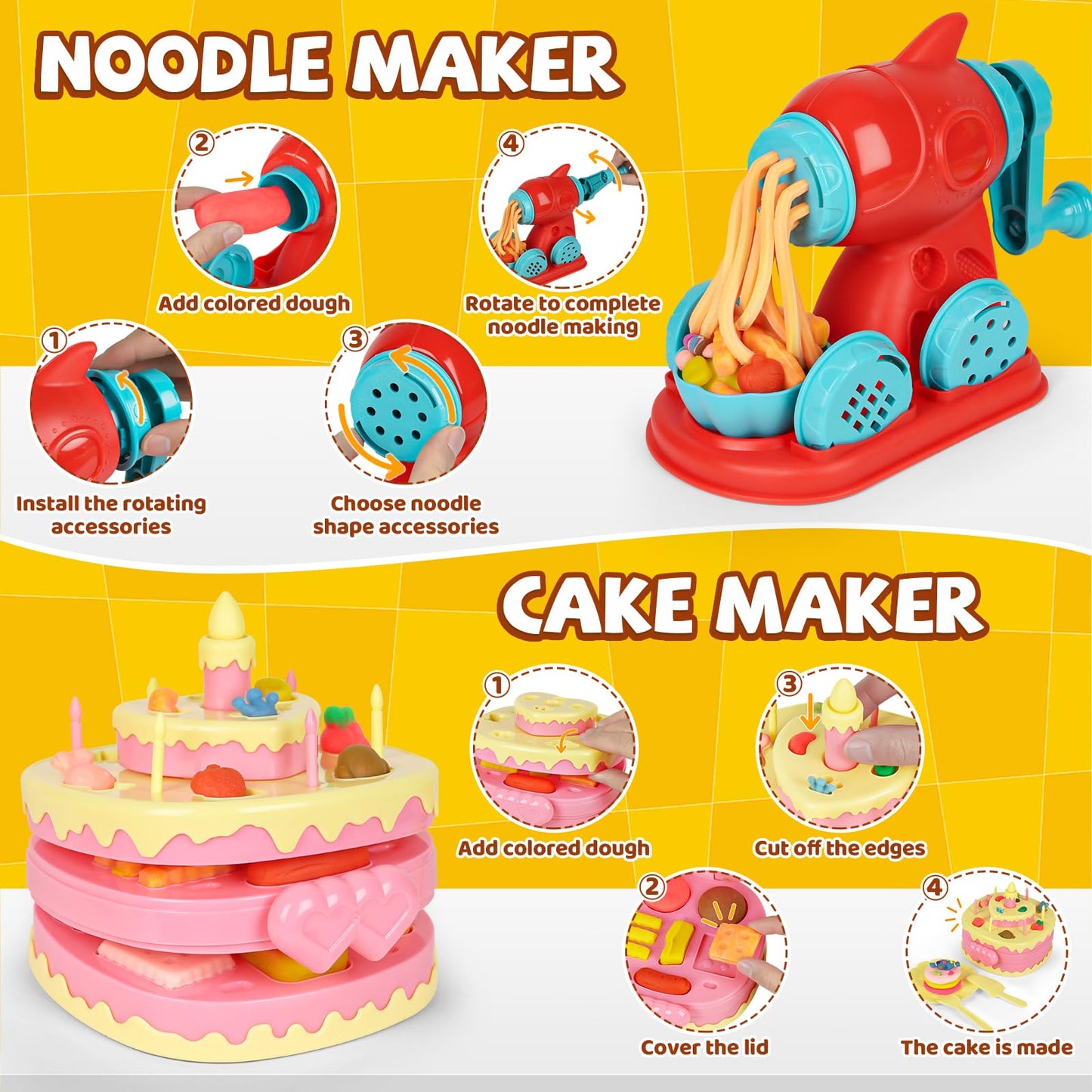 Pickuparts 4-in-1 Dough Sets for Kids – 87 PCS Kitchen Play Tools (Ages 3-8)