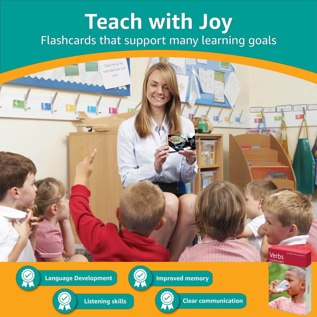 Picture My Picture Verbs Volume 1 Flash Card Set – 40 Real-Photo Verbs for Speech Therapy, ESL & ABA (Scratch-Resistant, Activity Guide)