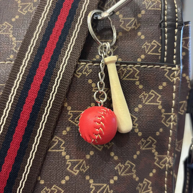 simple style sports ball pu leather metal unisex bag pendant keychain