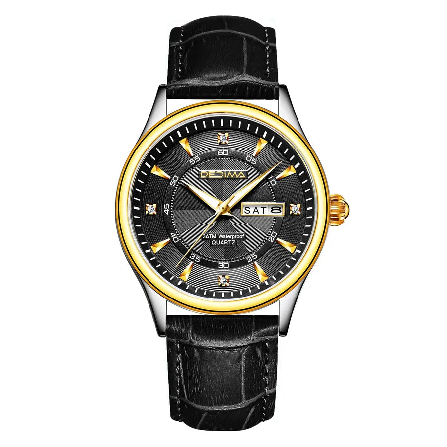 Casual Color Block Solid Color Butterfly Double Snap Quartz Men's Watches