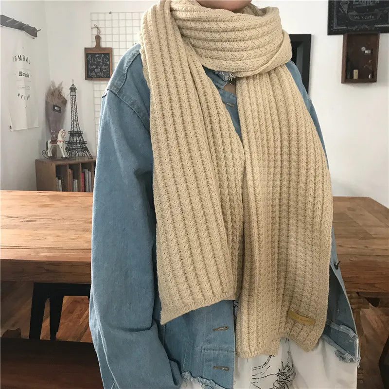 women's japanese style sweet solid color yarn scarf