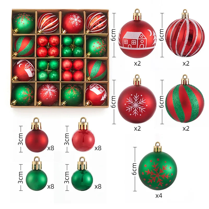 Christmas Decorations 44pcs Set Electroplated Painted Balls New Christmas Ball Christmas Tree Ornaments Simple Style Plastic