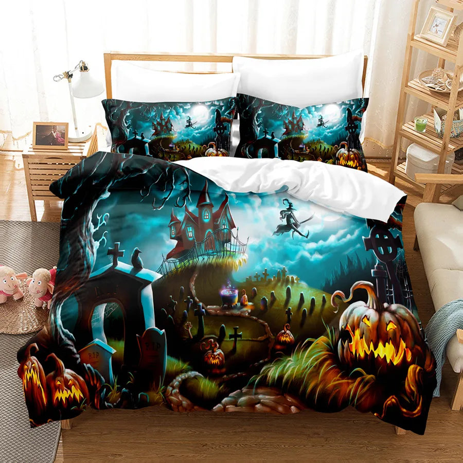 Halloween Casual Pumpkin Castle chemical fiber Beddings Bedding