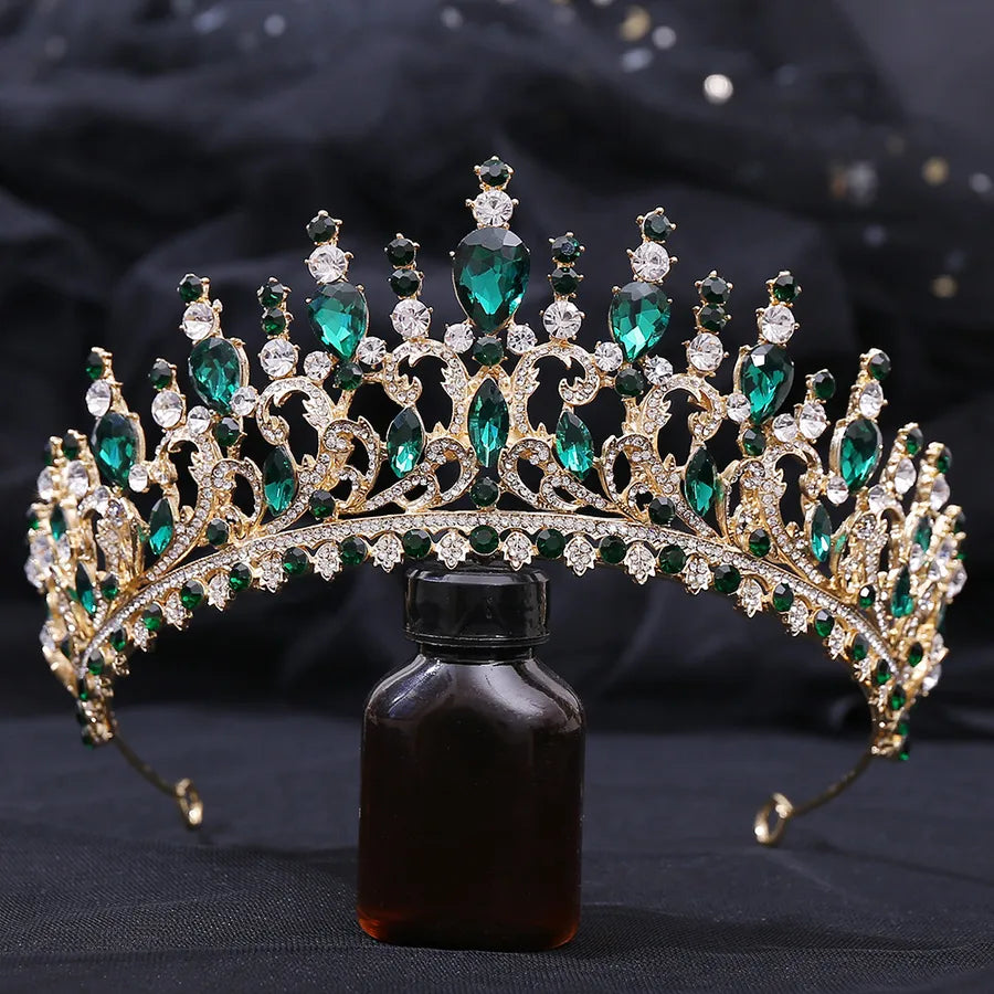 H1349  Bestselling Forest System Hair Accessories Headband Leaf Embedded Crystal Baroque Wedding Bride Vintage Crown