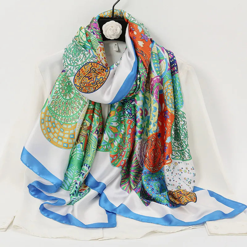women's lady flower cloud brocade printing scarf