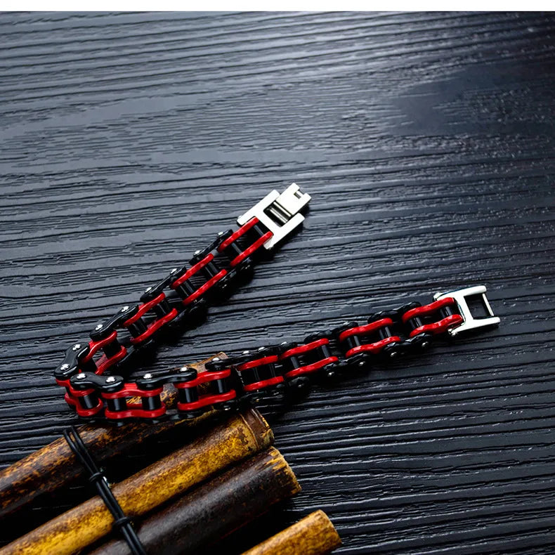 Hip-Hop Retro Color Block Titanium Steel Asymmetrical Irregular Men's Bracelets