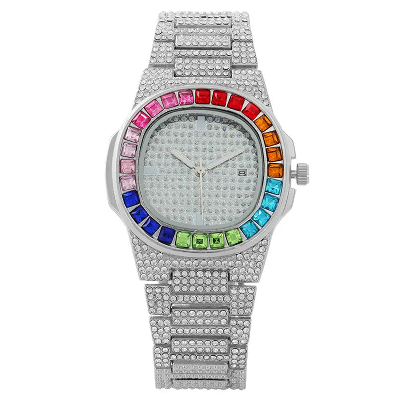 Shiny Color Block Double Side Snaps Quartz Watch Women's Watches
