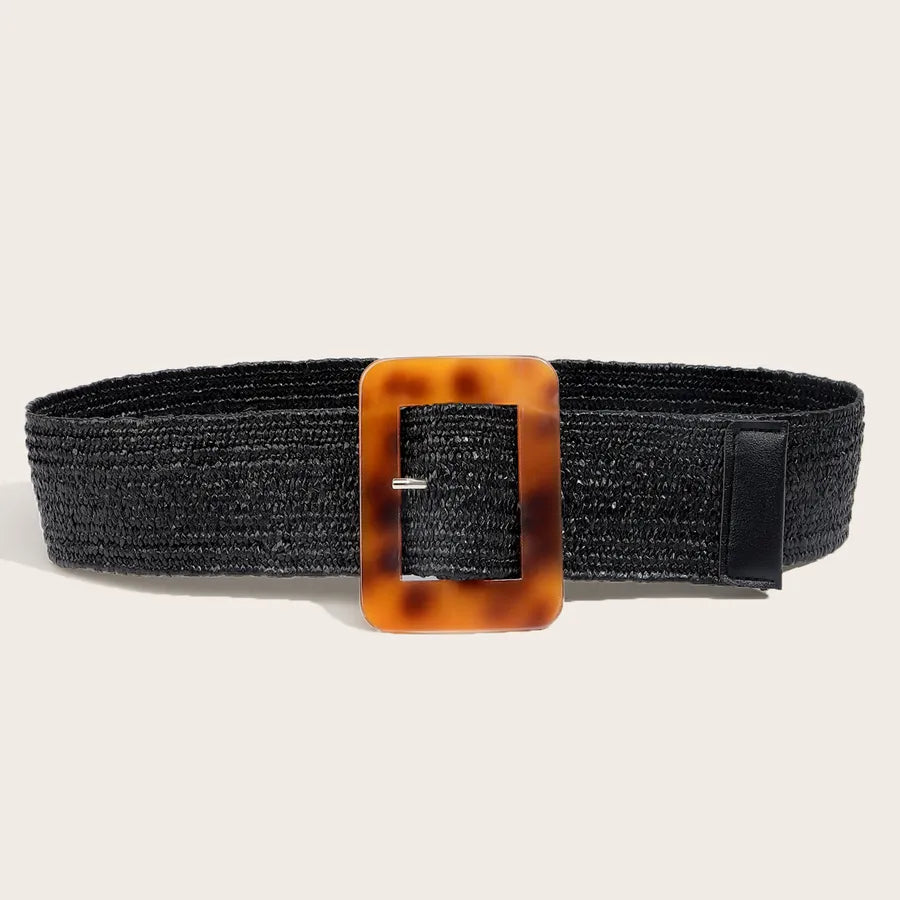 Ethnic Style Bohemian Simple Style Solid Color Pp grass Women's Woven Belts