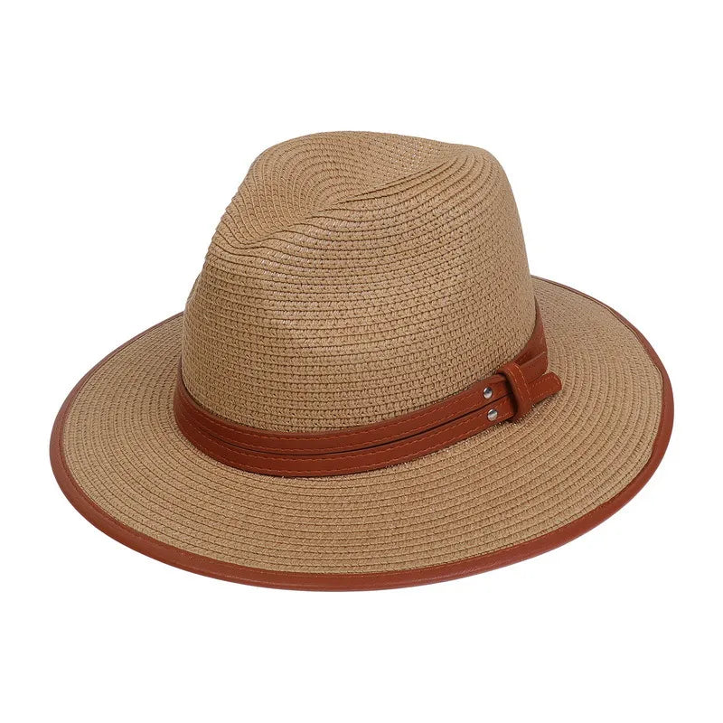 women's simple style commute color block flat eaves sun hat