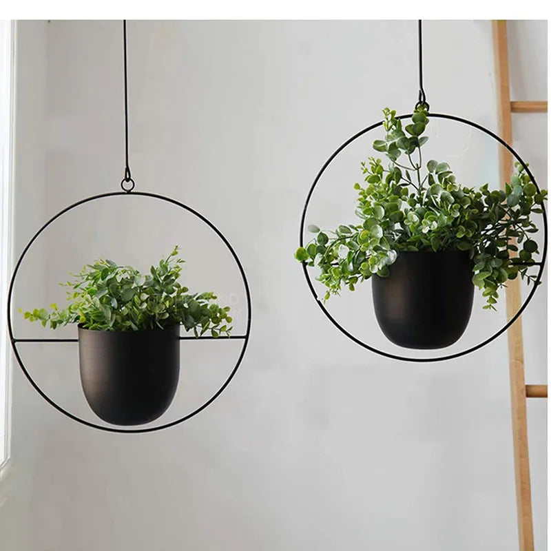 Novelty Round Oval Solid Color Iron Flowerpot Artificial Decorations