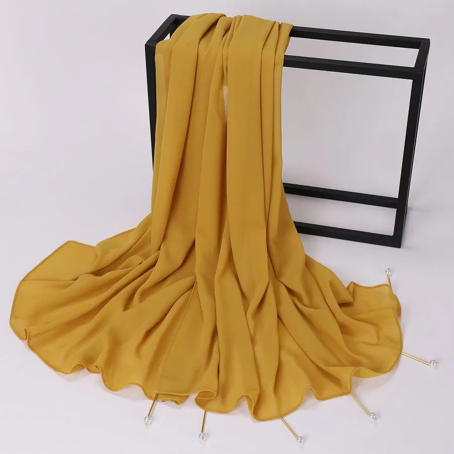 women's casual elegant sweet solid color chiffon hijab