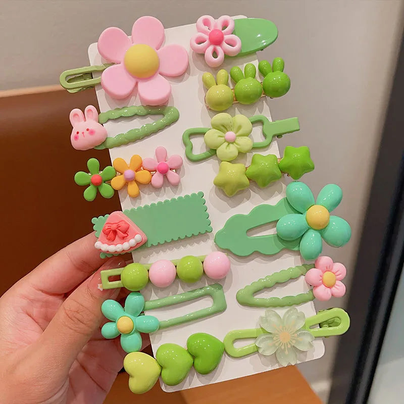New Children's Candy Color Sweet Hairpin Cute Flower Bangs Side Clip Baby's Hair Breaking Hairpin Hair Accessories