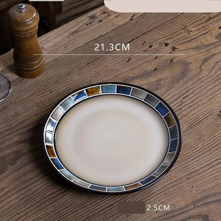 Retro Solid Color Flower ceramics Tableware 1 Piece