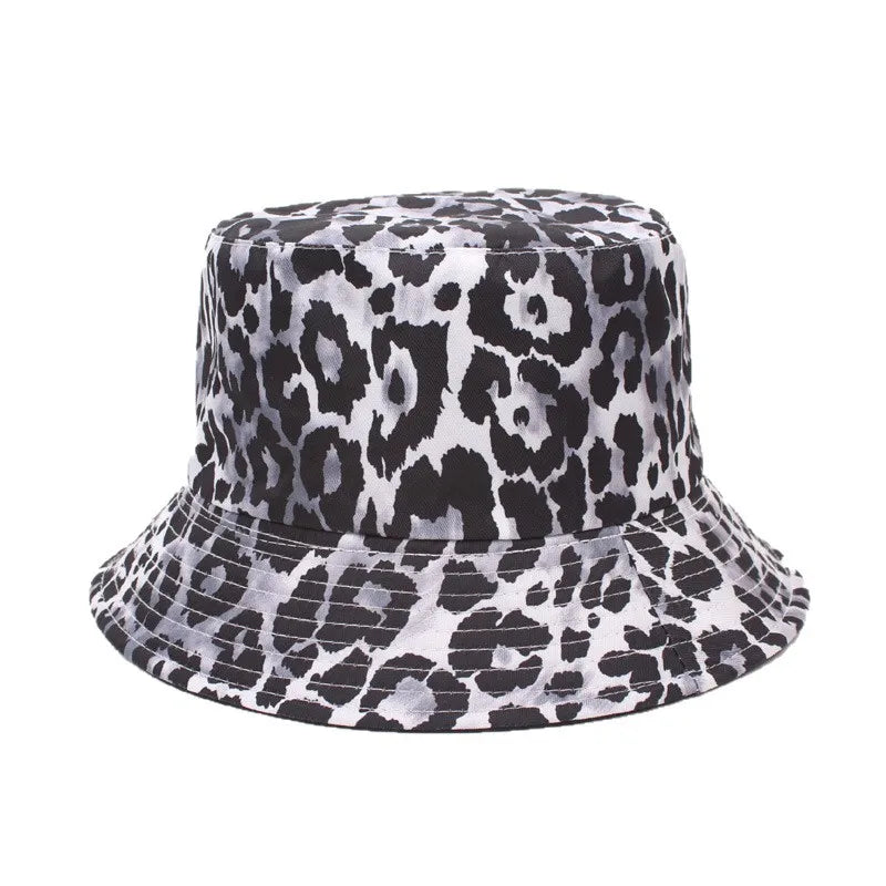Trendy Double-Sided Wear Digital Print Leopard Pattern Fisherman Hat Women's Sunshade Cap Unisex Couple's Bucket Hat