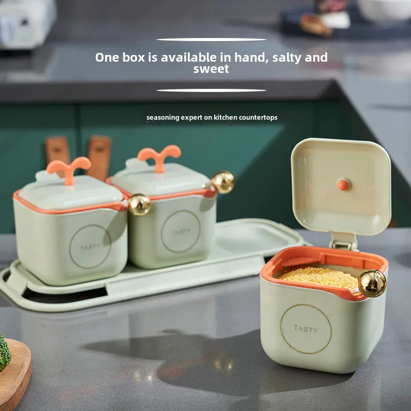 Household kitchen seasoning combination suit seasoning box salt MSG jar seasoning bottle compartment seasoning box