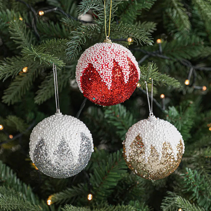 8CM Christmas Ball Creative Foam Decoration Ball Ornament For Christmas Tree Festive Atmosphere Costuming  Style