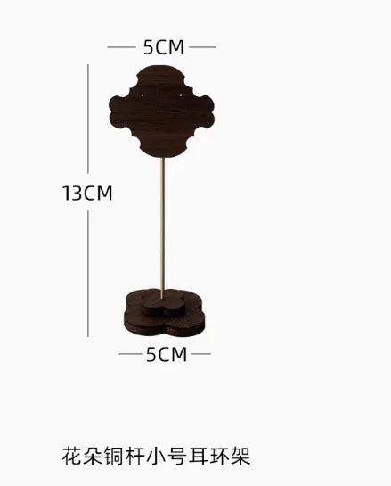 Walnut Jewelry Display Stand Copper Bottom Conical Ring Holder Bracelet Necklace Bracket Shooting Props Ornament Showcase