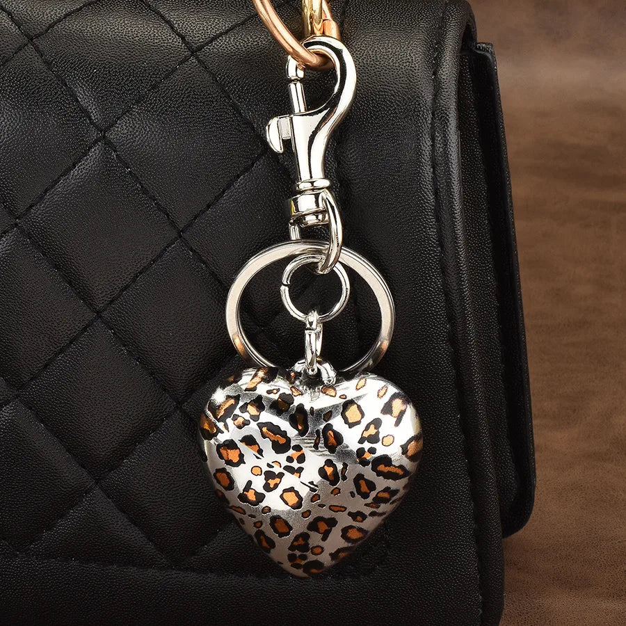 IG Style Heart Shape Bow Knot Leopard Alloy Epoxy Bag Pendant Keychain