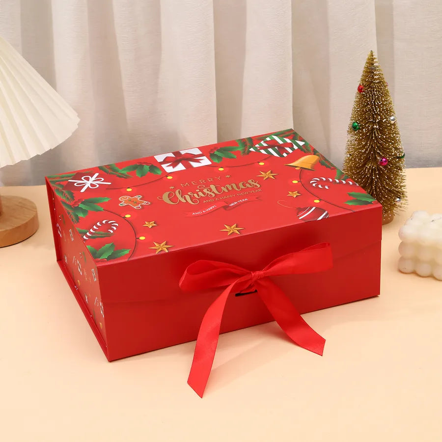 Christmas Gift Box Butterfly Knot Magnetic One-Piece Packaging Box Elegant Simple Style White Card Paper Christmas Gifts