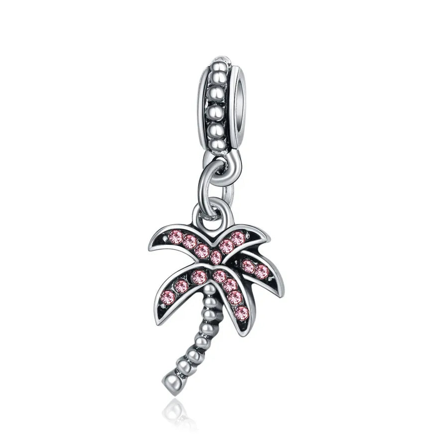1 Piece Diameter 10mm Alloy Coconut Tree Heart Shape Bow Knot Pendant