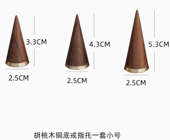 Walnut Jewelry Display Stand Copper Bottom Conical Ring Holder Bracelet Necklace Bracket Shooting Props Ornament Showcase