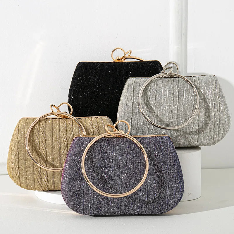 Silver Black Gold Pu Leather Solid Color Square Evening Bags