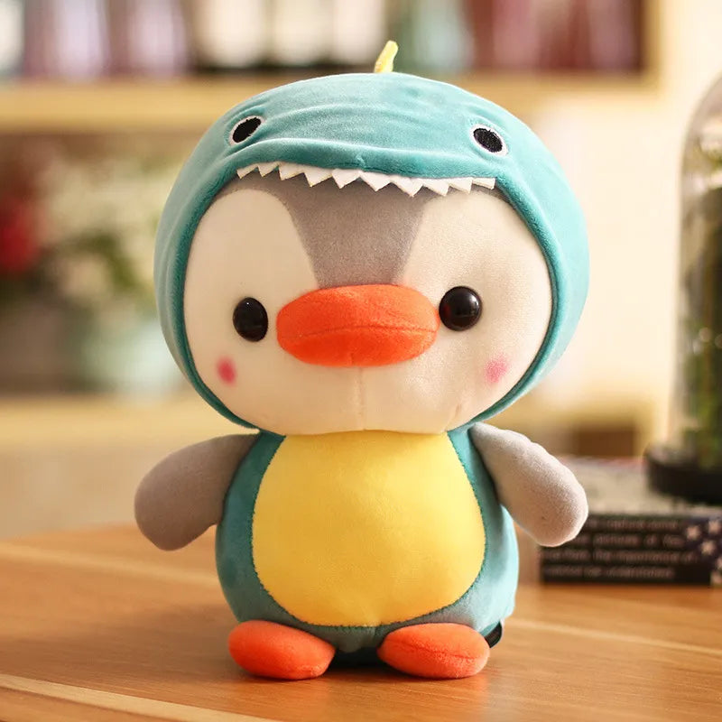 Suitable for Internet Popular Cute Penguin Doll Plush Toy Little Penguin Transformation Dinosaur Frog Doll Trumpet Grab