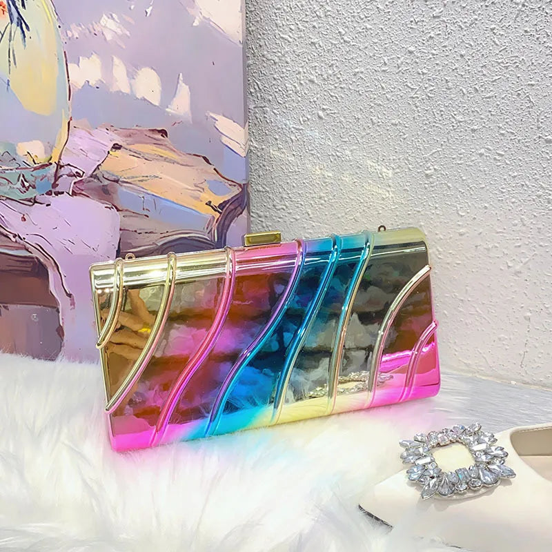 Arylic Color Block Square Evening Bags