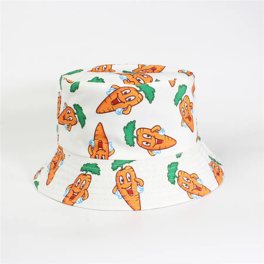 Double-Sided Fisherman Hat Women's Floral Print Sunshade Leaf Animal Cartoon Bucket Cap Spring Summer Elegant Casual Style