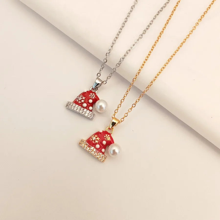 Titanium Steel Zirconia Pendant Necklace Women's Fashionable Versatile Micro-Set  Christmas Series