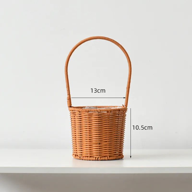 Women's Plastic Iron Solid Color Pastoral Round Square Open Handbag