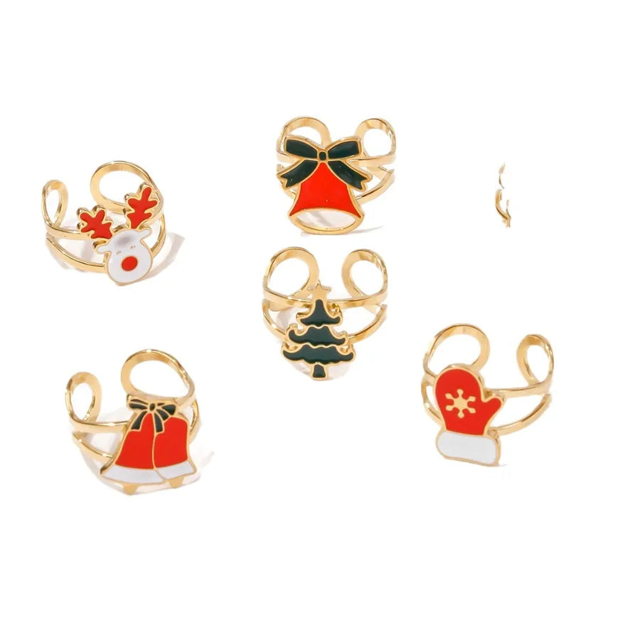 Stainless Steel Halloween Christmas Ring Fashion Universal Design Open Monster Ring Jewelry Cartoon Figures Pattern