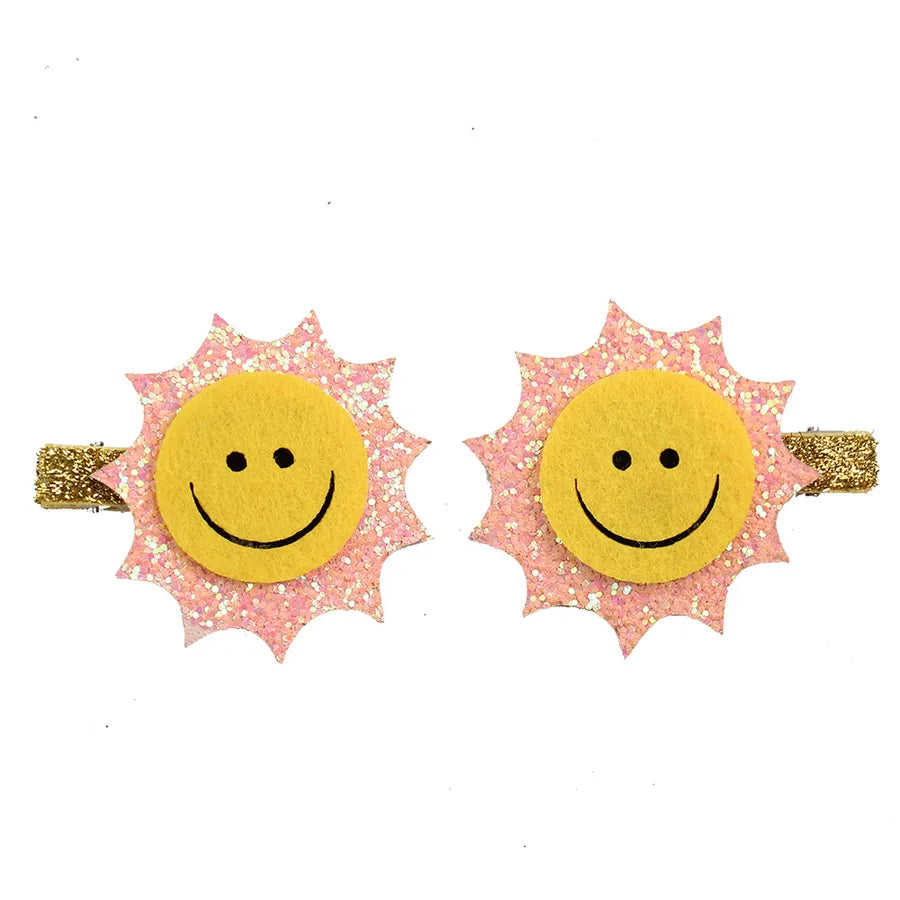 Amazon's New Summer Sunflower Glasses Bow Hairpin Girls Sun Smiley Face Glitter Bow Hairpin