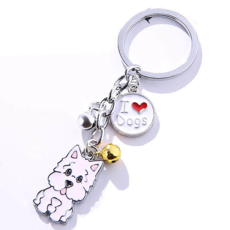 fashion dog metal unisex bag pendant keychain 1 piece